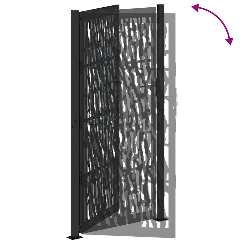 vidaXL Πύλη κήπου Μαύρη 105x205 cm Ατσάλινο σχέδιο ίχνους