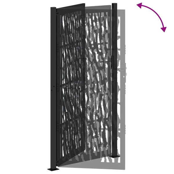 vidaXL Πύλη κήπου Μαύρη 105x205 cm Ατσάλινο σχέδιο ίχνους