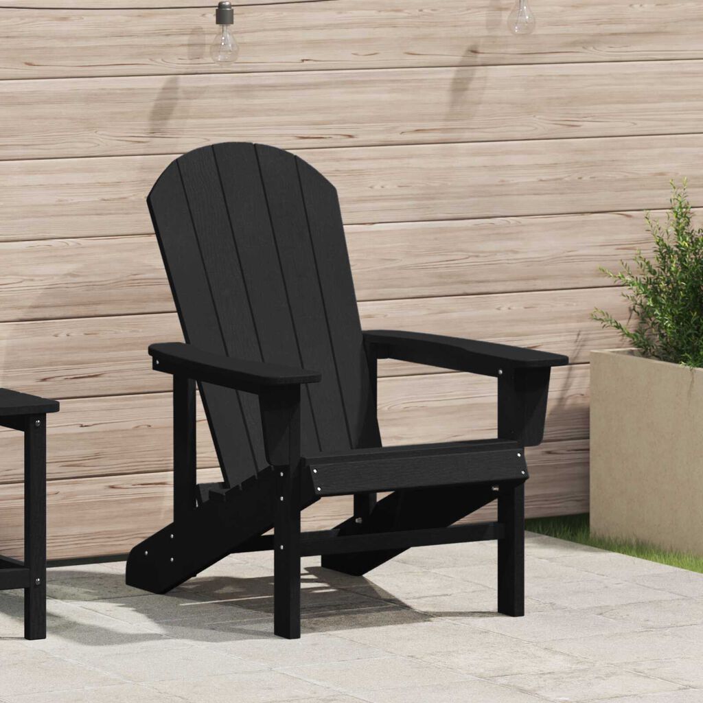vidaXL Μαύρη Καρέκλα Adirondack 74 x 82 x 91 εκ. από HDPE