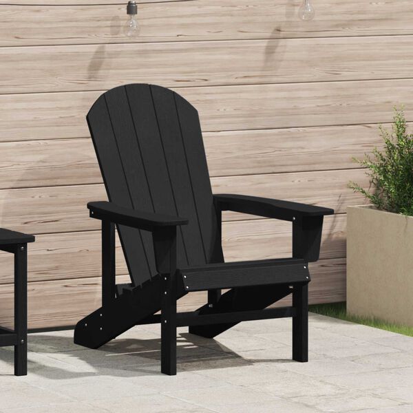 vidaXL Μαύρη Καρέκλα Adirondack 74 x 82 x 91 εκ. από HDPE