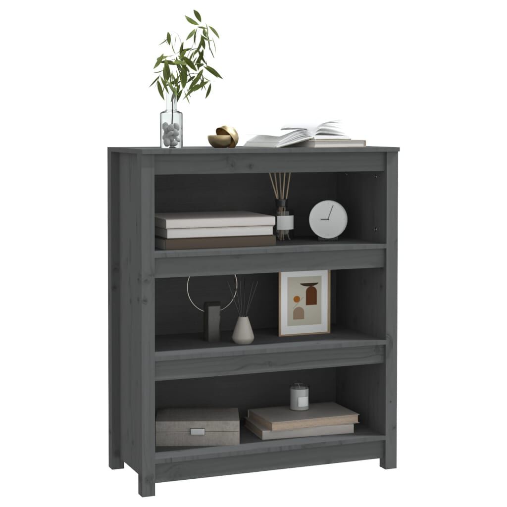 vidaXL Βιβλιοθήκη Γκρι 80x35x97 εκ. από Μασίφ Ξύλο Πεύκου