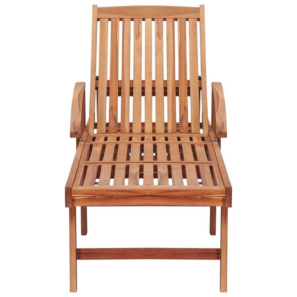 vidaXL Ξαπλώστρα από Μασίφ Ξύλο Teak με Πράσινο Μαξιλάρι