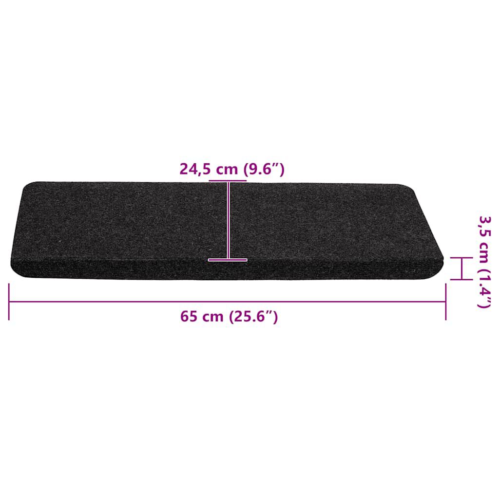 vidaXL Πατάκια Σκάλας Αυτοκόλλητα 30 τεμ. Μαύρο 65x24,5x3,5 εκ.