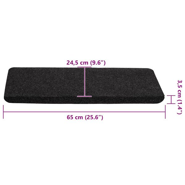 vidaXL Πατάκια Σκάλας Αυτοκόλλητα 30 τεμ. Μαύρο 65x24,5x3,5 εκ.
