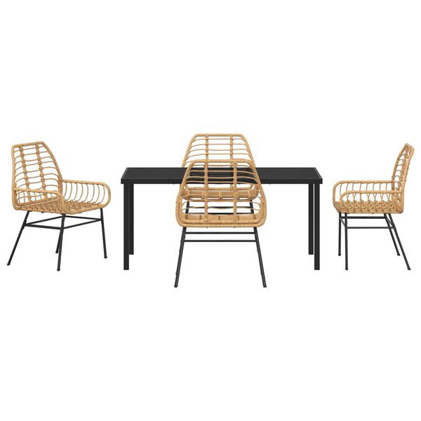 vidaXL Σέτ φαγητού για κήπο 5 pcs Καφέ συνθετικό ρατάν
