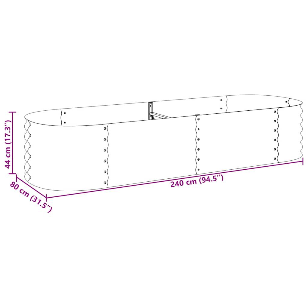 vidaXL Ζαρντινιέρα Υπερυψωμένη Ασημί 240x80x44 εκ. Γαλβανισμ. Χάλυβας
