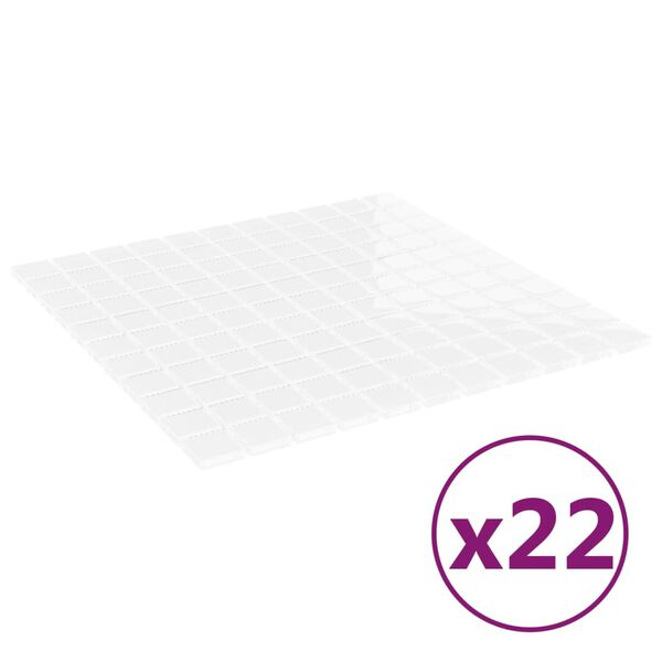 vidaXL Μωσαϊκά Πλακάκια 22 τεμ. Λευκά 30 x 30 εκ. Γυάλινα