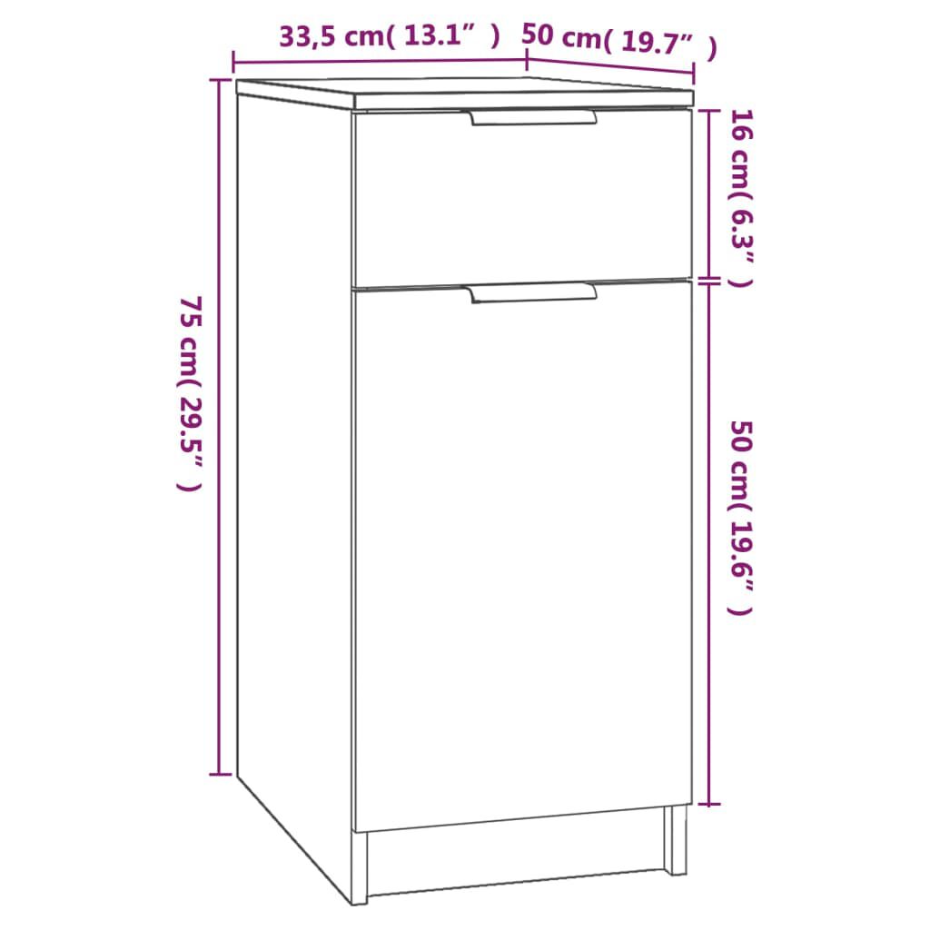 vidaXL Ντουλάπι Γραφείου Sonoma Δρυς 33,5x50x75 εκ. Επεξεργ. Ξύλο