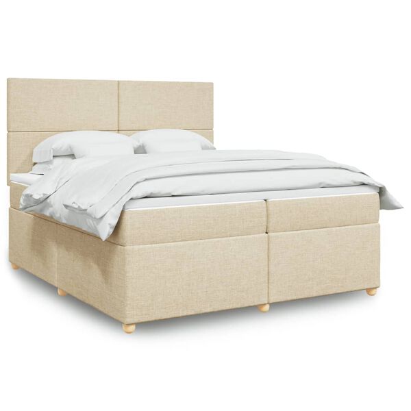 vidaXL &Kappa;&rho;&epsilon;&beta;ά&tau;&iota; Boxspring &mu;&epsilon; &Sigma;&tau;&rho;ώ&mu;&alpha; &Kappa;&rho;&epsilon;&mu; 200x200 &epsilon;&kappa;. &Upsilon;&phi;&alpha;&sigma;&mu;ά&tau;&iota;&nu;&omicron;