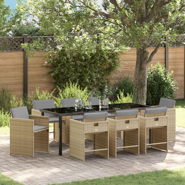 vidaXL Σετ 5 τεμαχίων Καρεκλών Dining Κήπου με Μαξιλάρια Ανοιχτό Γκρι Πολύ Ρατάν