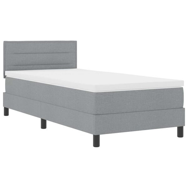 vidaXL Κρεβάτι box spring με στρώμα Ανοιχτό γκρι 90 x 190 cm ύφασμα