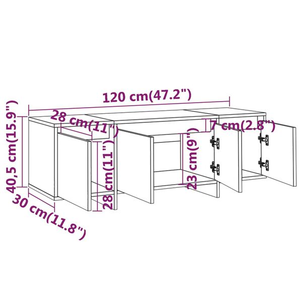 vidaXL Έπιπλο Τηλεόρασης Γκρι Sonoma 120x30x40,5 εκ. από Μοριοσανίδα