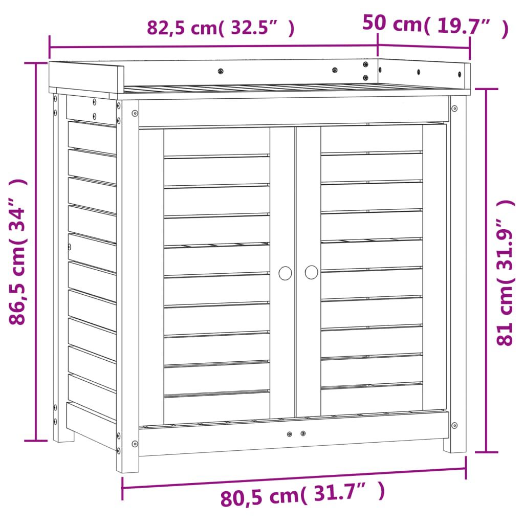 vidaXL Τραπέζι Κηπουρικής με Ράφια 82,5x50x86,5 εκ. Μασίφ Ψευδότσουγκα