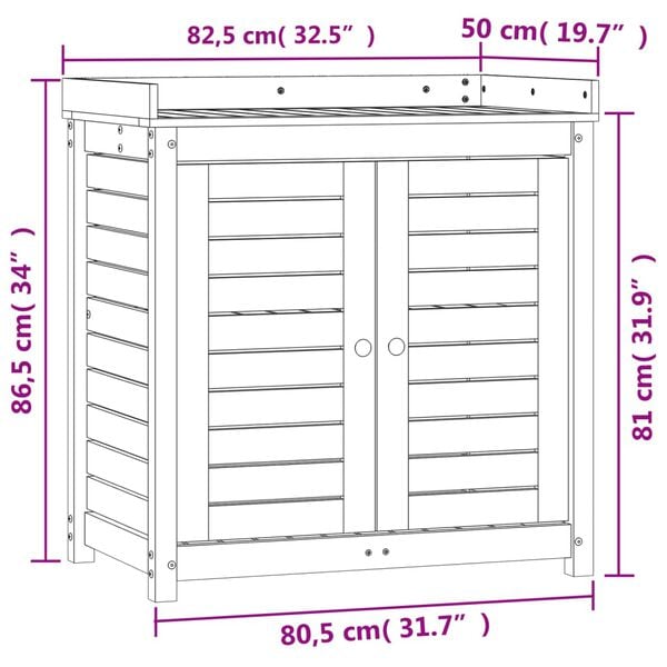 vidaXL Τραπέζι Κηπουρικής με Ράφια 82,5x50x86,5 εκ. Μασίφ Ψευδότσουγκα