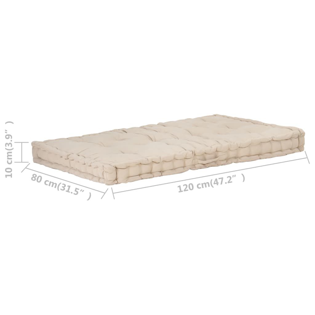 vidaXL Μαξιλάρα Δαπέδου / Παλέτας Μπεζ 120 x 80 x 10 εκ. Βαμβακερή