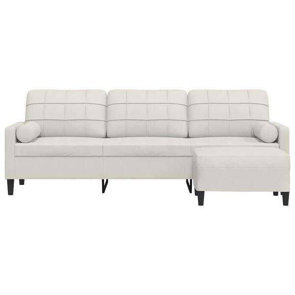 vidaXL Καναπές Τριθέσιος Κρεμ 180 εκ. Βελούδινο με Υποπόδιο