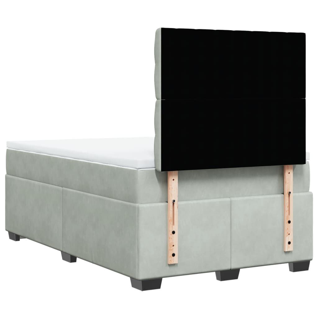 vidaXL Κρεβάτι Boxspring με Στρώμα Ανοιχτό Γκρι 120x200 εκ. Βελούδινο