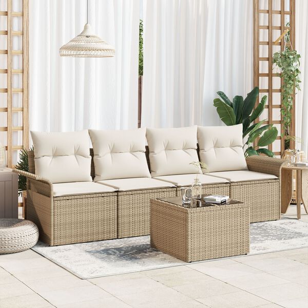 vidaXL Σετ Καναπέ Κήπου 5 pcs Μπεζ και Κρέμα 55 x 55 x 37 εκ