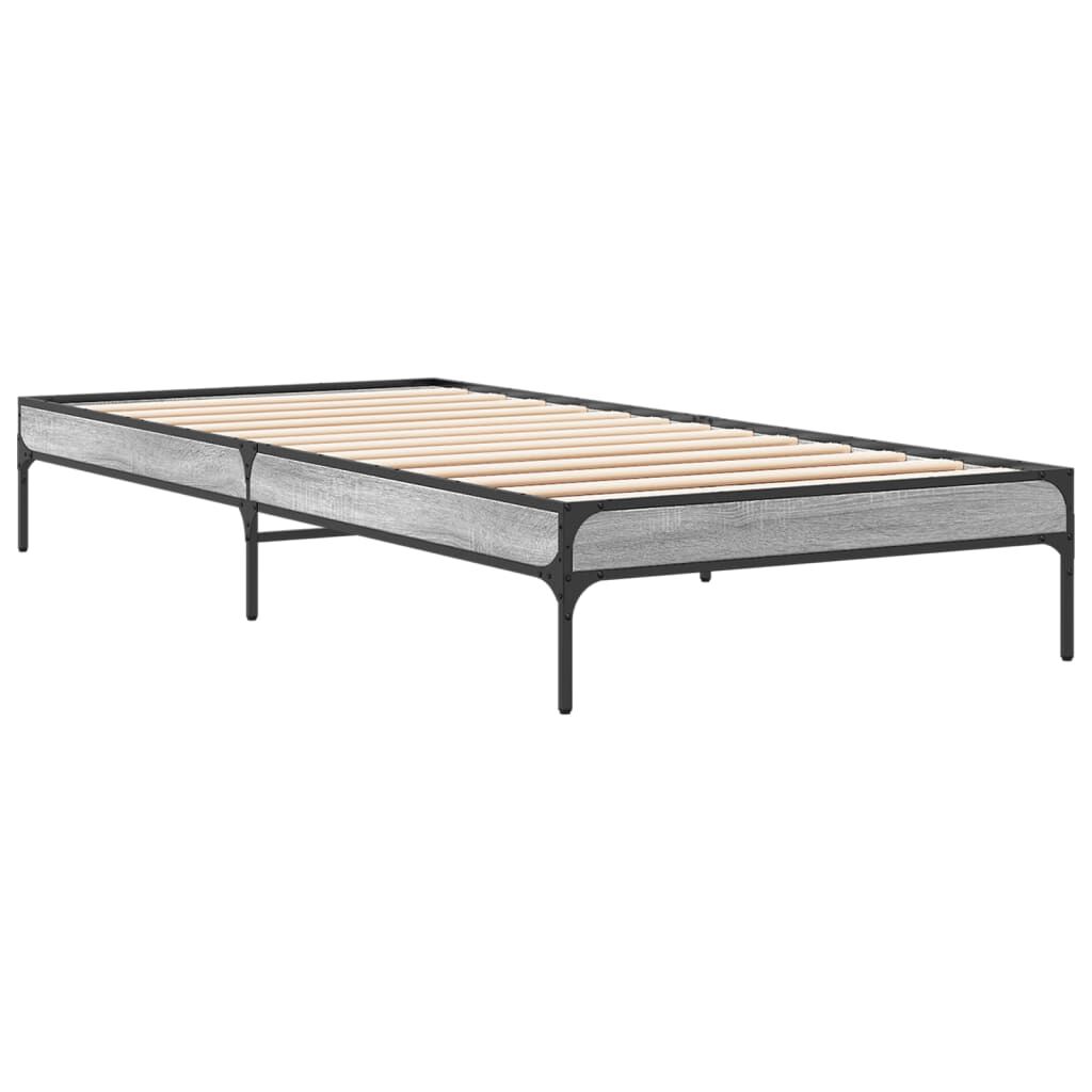vidaXL Πλαίσιο Κρεβατιού Γκρι Sonoma 75x190 εκ. Επεξ. Ξύλο & Μέταλλο