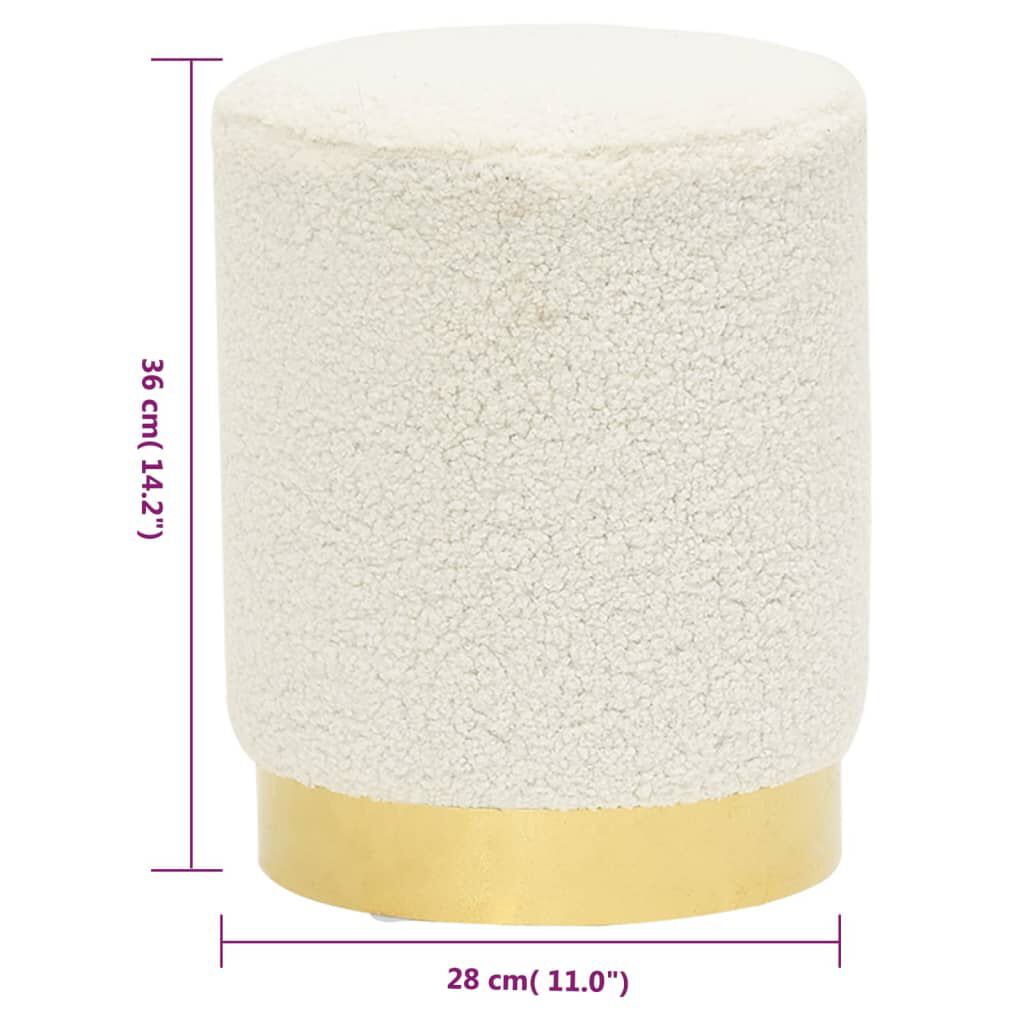 vidaXL Στρογγυλό Σκαμπό Hocker Λευκό Μάλλινο 28 x 36 cm