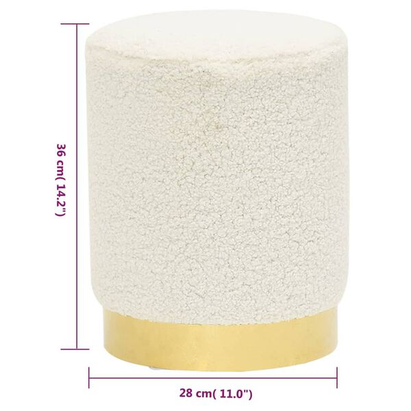 vidaXL Στρογγυλό Σκαμπό Hocker Λευκό Μάλλινο 28 x 36 cm