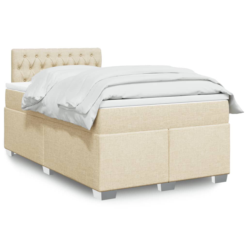 vidaXL Κρεβάτι Boxspring με Στρώμα Κρεμ 120x190 εκ. Υφασμάτινο