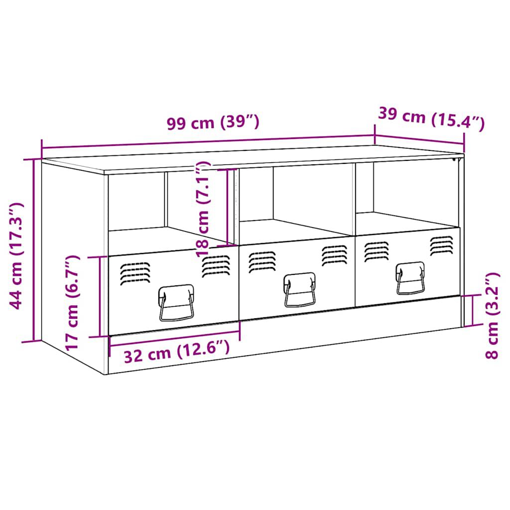 vidaXL Έπιπλο Τηλεόρασης Μουσταρδί Κίτρινο 99x39x44 εκ. από Ατσάλι