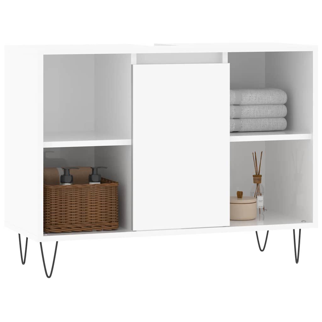 vidaXL Ντουλάπι Μπάνιου Γυαλ. Λευκό 80 x 33 x 60 εκ. από Επεξεργ. Ξύλο