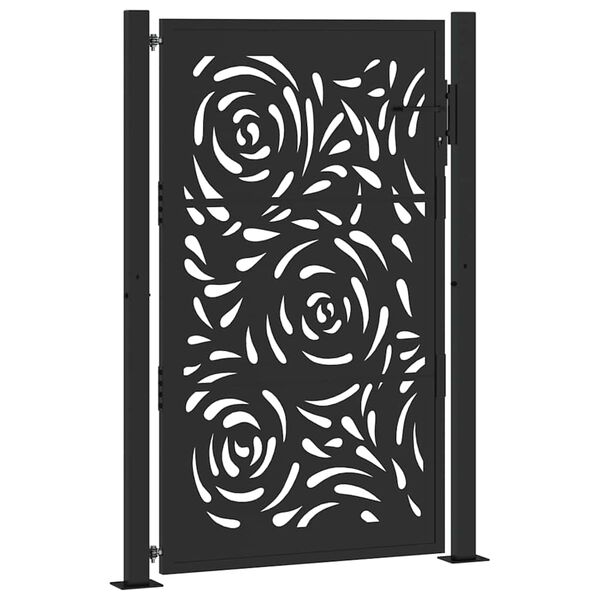 vidaXL Πύλη κήπου Μαύρη 105x155 cm Ατσάλινη φλόγα σχεδιασμού