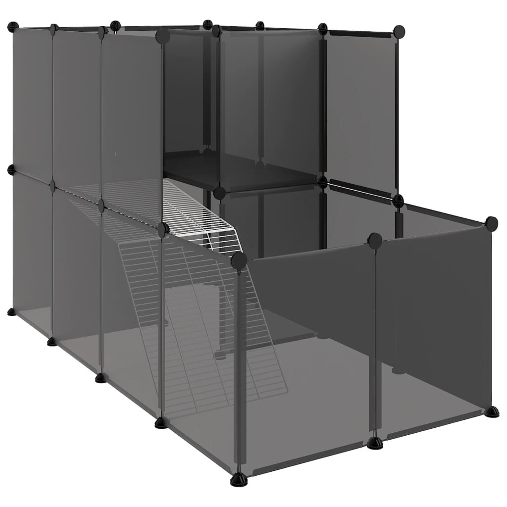 vidaXL Κλουβί Μικρών Ζώων Μαύρο 142x74x93 εκ. Πολυπροπυλένιο/Ατσάλι