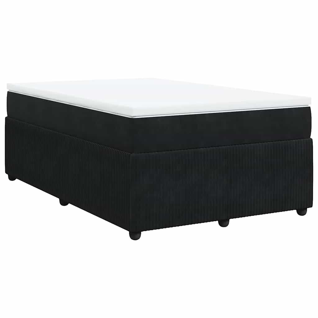 vidaXL Κρεβάτι Boxspring με Στρώμα Μαύρο 120 x 200 εκ. Βελούδινο