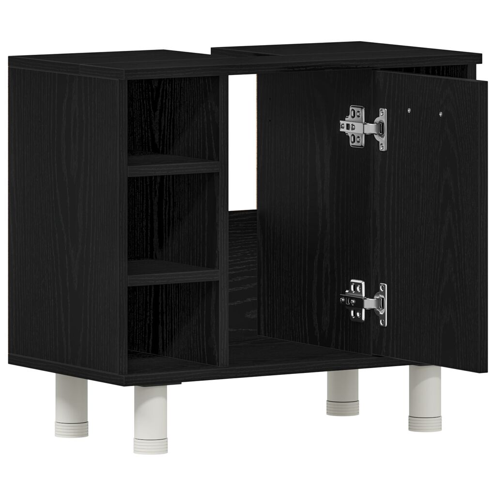 vidaXL Ντουλάπι Μπάνιου Μαύρο Δρυς 60x32x54 εκ. Επεξεργασμένο Ξύλο
