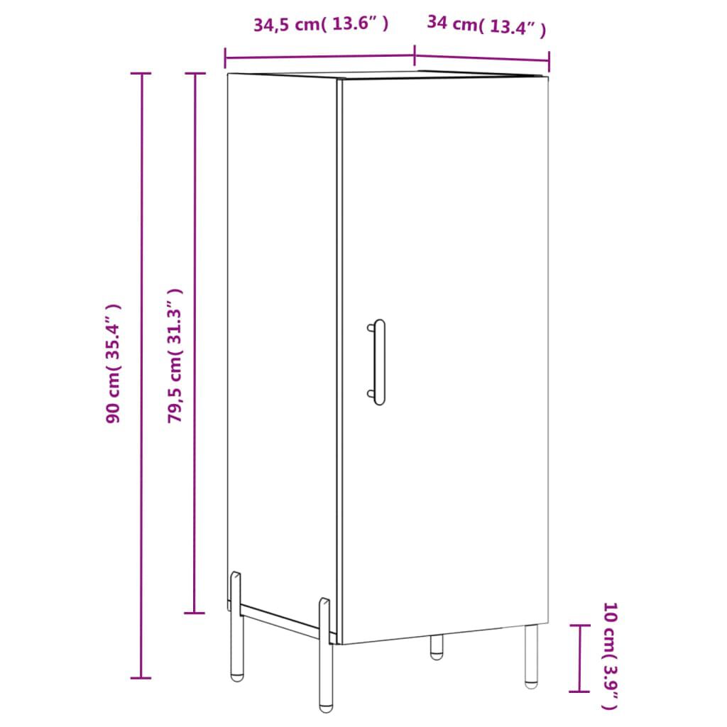 vidaXL Ντουλάπι Γυαλιστερό Λευκό 34,5x34x90 εκ. Επεξεργασμένο Ξύλο