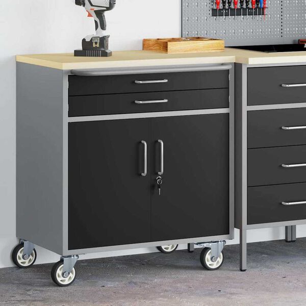 vidaXL Εργαστήριο με συρτάρι Μαύρο και γκρι 75 x 45 x 85 εκ.