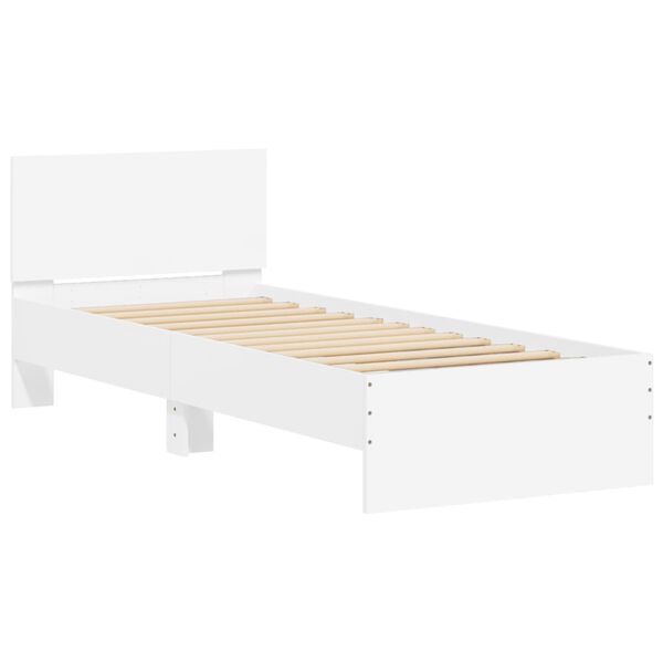 vidaXL Πλαίσιο Κρεβατιού με Κεφαλάρι/LED Λευκό 90 x 190 εκ.