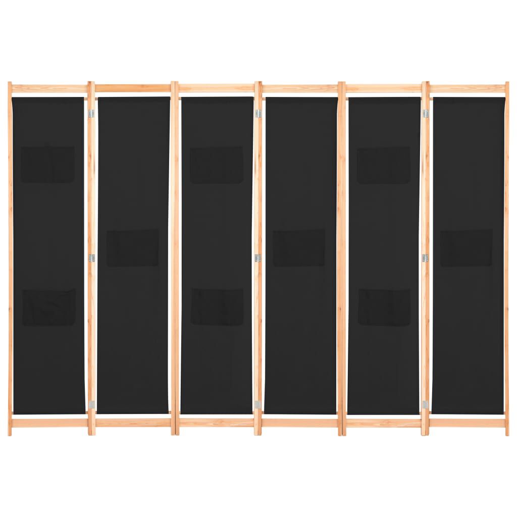 vidaXL Διαχωριστικό Δωματίου με 6 Πάνελ Μαύρο 240x170x4 εκ. Υφασμάτινο