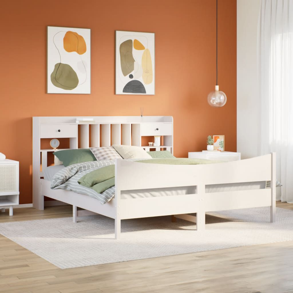 vidaXL Σκελετός Κρεβ. Χωρίς Στρώμα Λευκό 180x200 εκ Μασίφ Πεύκο