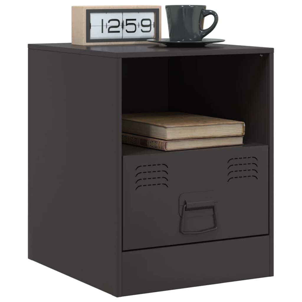 vidaXL Κομοδίνα 2 τεμ. Μαύρα 34,5 x 39 x 44 εκ. από Χάλυβα
