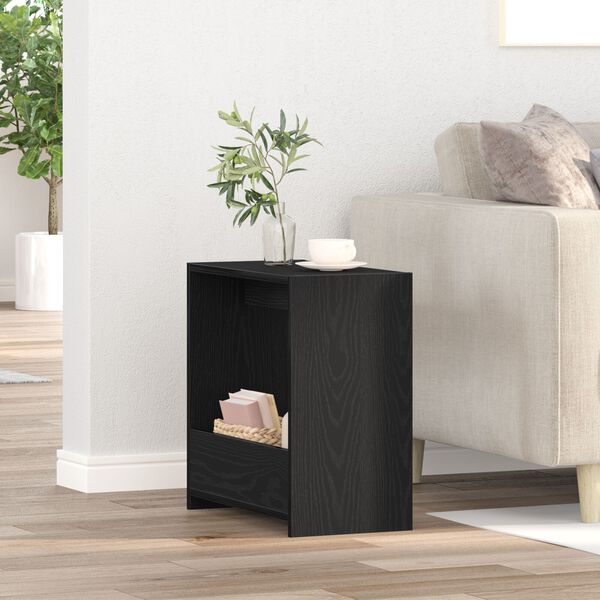 vidaXL Τραπέζι Δίπλα στον Καναπέ Μαύρο Δρύς 50x26x50 εκ Επεξεργασμένο Ξύλο