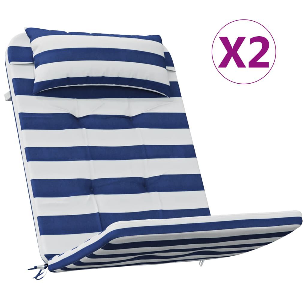 vidaXL Μαξιλάρια Καρέκλας Adirondack 2 τεμ. Μπλε&Λευκά Ριγέ Υφ. Oxford
