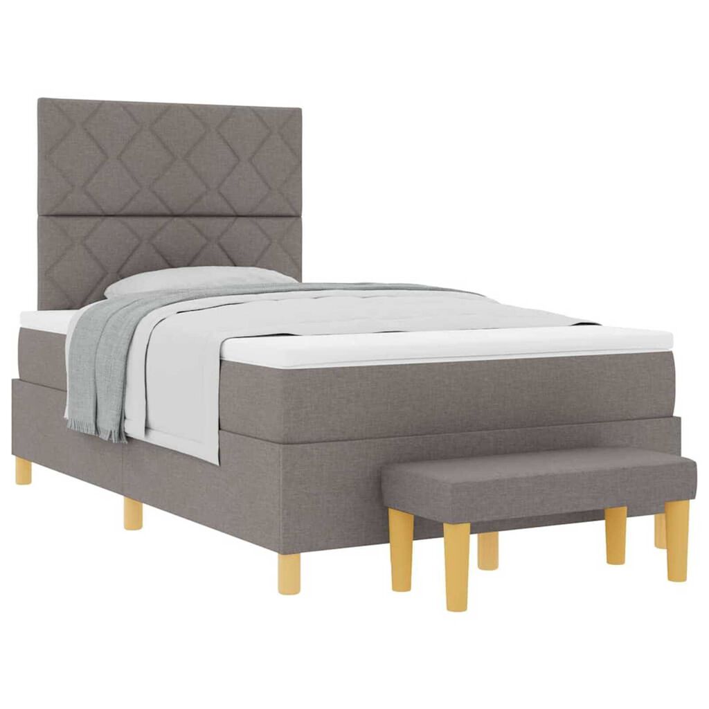 vidaXL Κρεβάτι με ελατήρια με στρώμα Taupe 120 x 190 cm ύφασμα