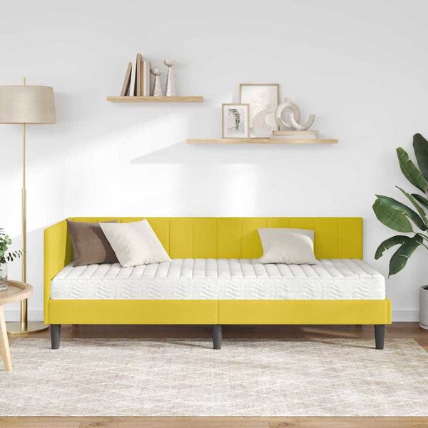 vidaXL Κρεβάτι Γωνίας με στρώμα Κίτρινο 80 x 200 cm Βελούδο