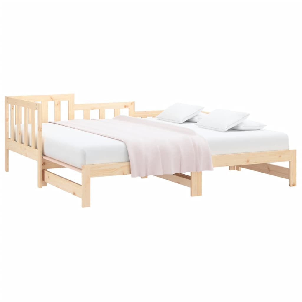 vidaXL Καναπές Κρεβάτι Συρόμενος 2x(80x200) εκ. από Μασίφ Ξύλο Πεύκου