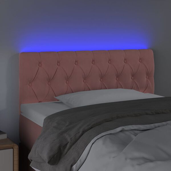 vidaXL Κεφαλάρι Κρεβατιού LED Ροζ 90x7x78/88 εκ. Βελούδινο