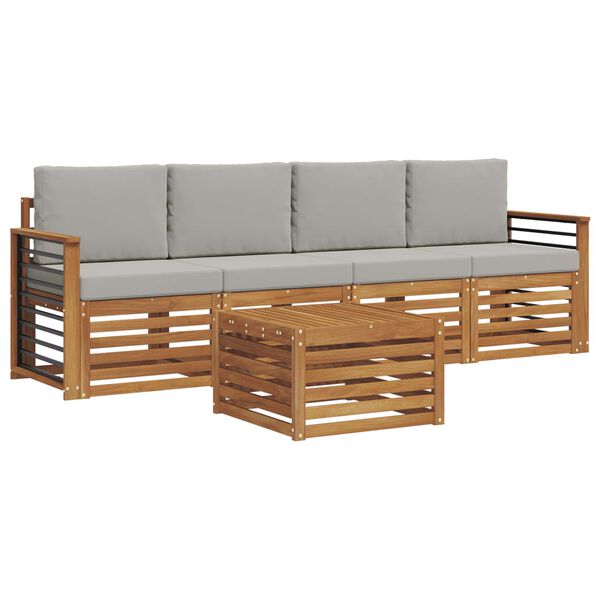 vidaXL &Sigma;&epsilon;&tau; &Kappa;&alpha;&nu;&alpha;&pi;έ 5 pcs &Phi;&upsilon;&sigma;&iota;&kappa;ό &kappa;&alpha;&iota; &Alpha;&nu;&omicron;&iota;&chi;&tau;ό &Gamma;&kappa;&rho;&iota; &Sigma;&tau;&epsilon;&rho;&epsilon;ό &Xi;ύ&lambda;&omicron; &Alpha;&kappa;&alpha;&kappa;ί&alpha;&sigmaf;