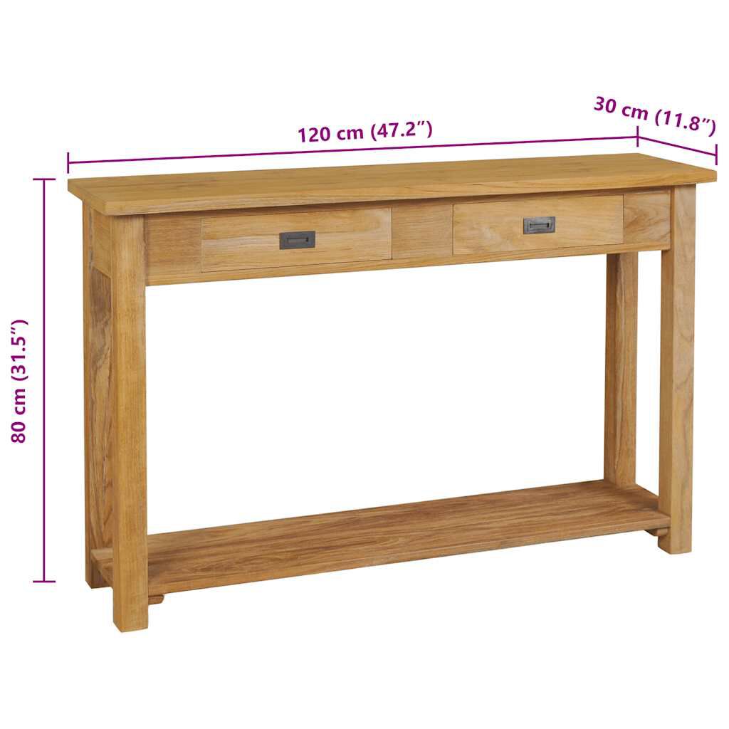 vidaXL Τραπέζι Κονσόλα 120 x 30 x 80 εκ. από Μασίφ Ξύλο Teak
