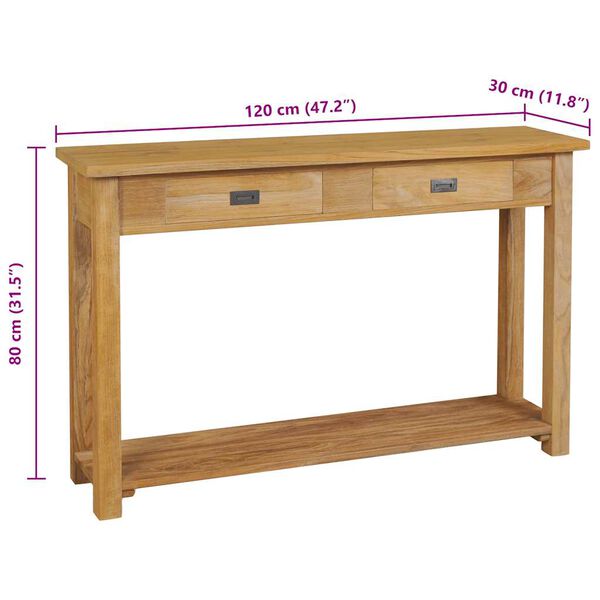 vidaXL Τραπέζι Κονσόλα 120 x 30 x 80 εκ. από Μασίφ Ξύλο Teak