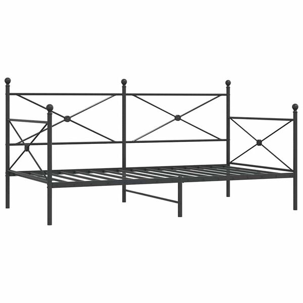 vidaXL Κρεβάτι ημέρας χωρίς στρώμα Μαύρο 100x190 cm Ατσάλι