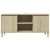 vidaXL Έπιπλο Τηλεόρασης Καφέ Δρυς 103,5x35x50εκ. Μασίφ Ξύλινα Πόδια
