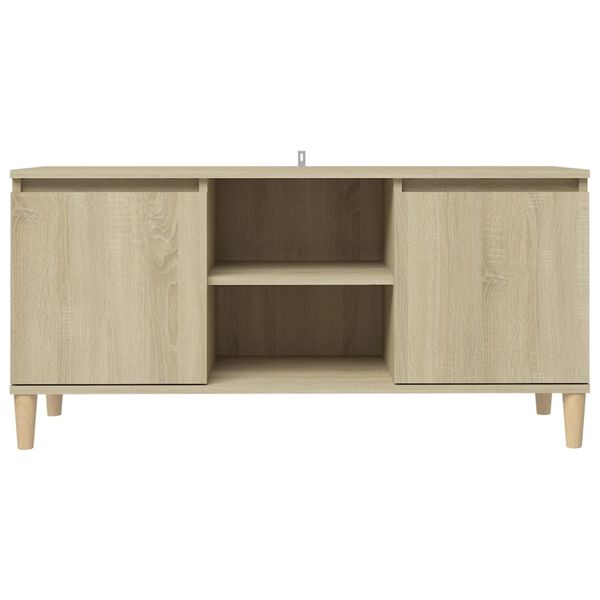 vidaXL Έπιπλο Τηλεόρασης Καφέ Δρυς 103,5x35x50εκ. Μασίφ Ξύλινα Πόδια